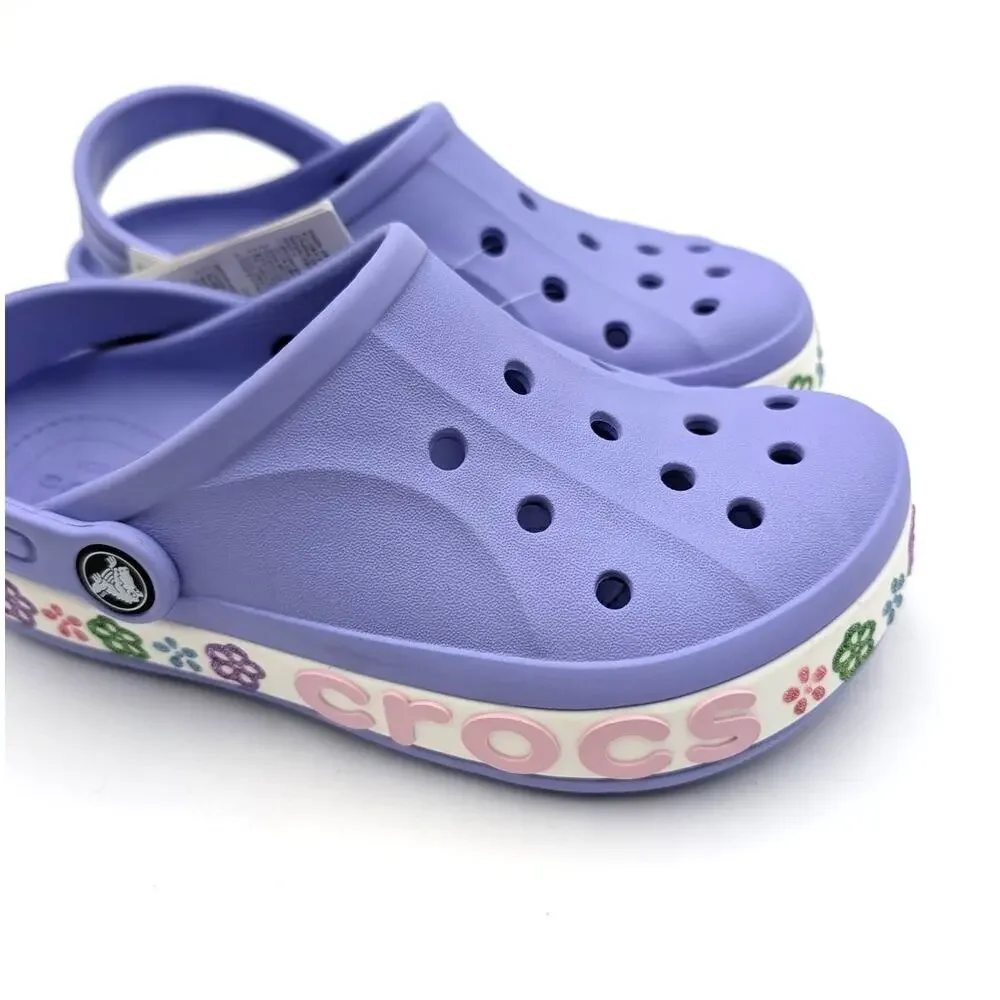 Crocs Bayaband Flower Band Clog Shoes Kids' Digital Violet Size US2 EU33